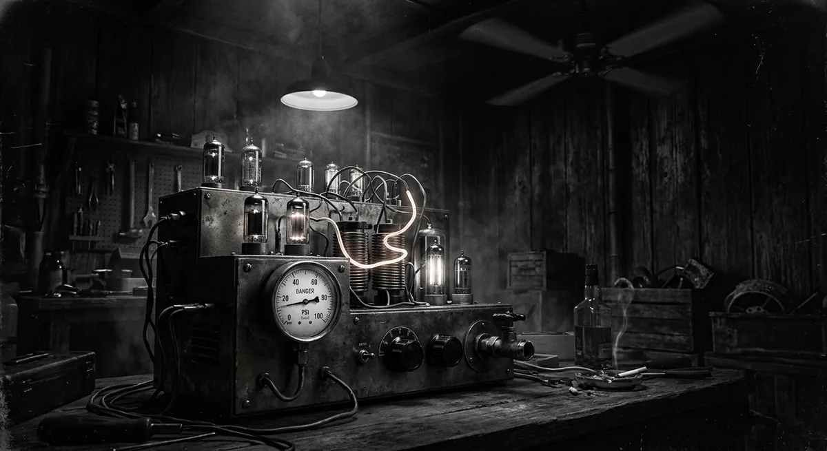 A photograph of Dr. Funk's machine, one of the five weapon candidates in the investigation.